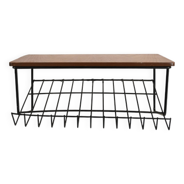 Table de chevet suspendue suédoise en teck et métal des années 1950