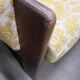 Vintage wooden sofa / armchair with yellow accent