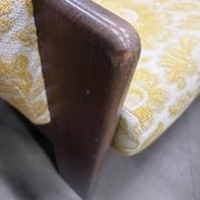 Vintage wooden sofa / armchair with yellow accent