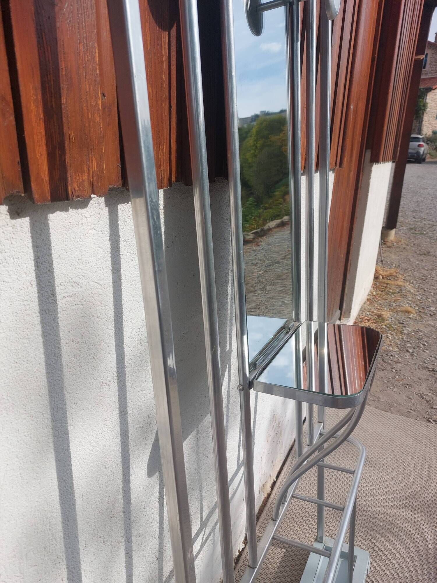 aluminium entrance coat rack, hooks, vintage, industrial