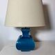 Vintage ceramic lamp Molin Charolles glazed turquoise blue - French 1970s