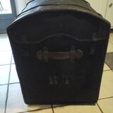 Leather travel trunk