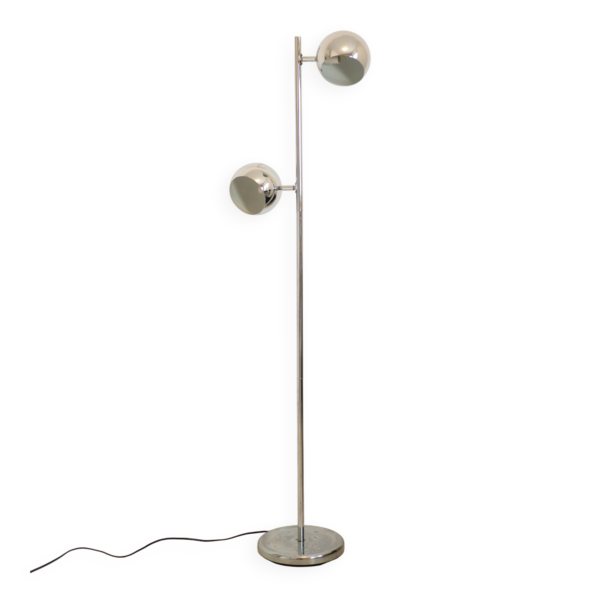 Lampadaire eyeball 2 feux en chrome