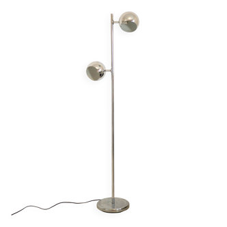 Chrome two-light eyeball floor lamp