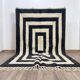 Handwoven natural wool rug, traditional black and white, 2/3 m.
