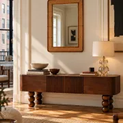 1970s Mid-Century Rattan and Pencil Reed Large Mirror, Spain