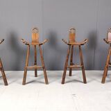 Mid century brutalist bar stools - set of 4, 1960s