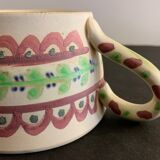 Pair of ceramic cups including a mustache cup for gentleman