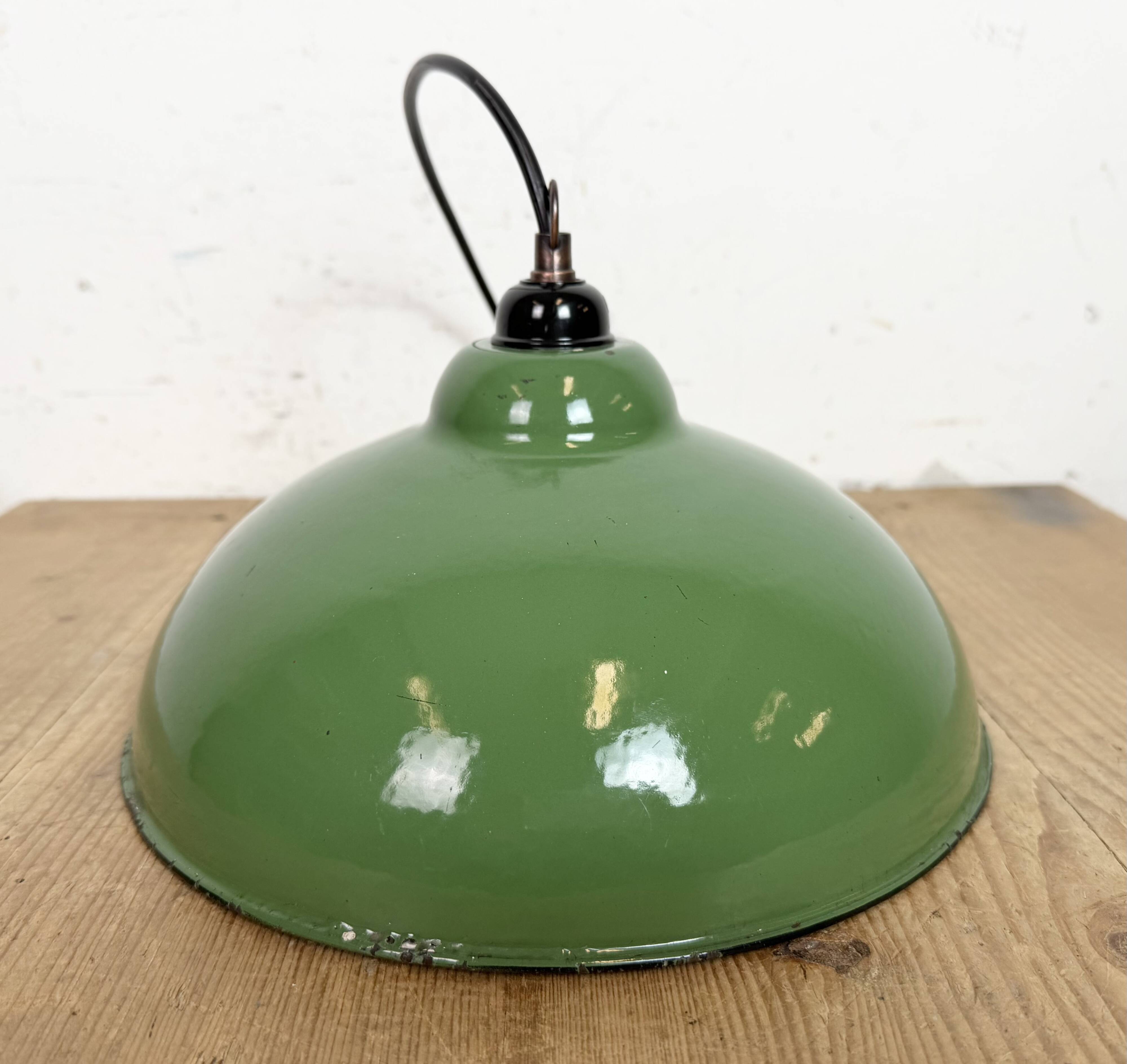 Industrial Green Enamel Factory Pendant Lamp, 1960s