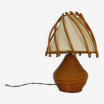 Louis Sognot bedside lamp, rattan table lamp, bamboo. The 50's