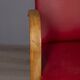 Pair of vintage 1950's armchairs in red leather, italian design