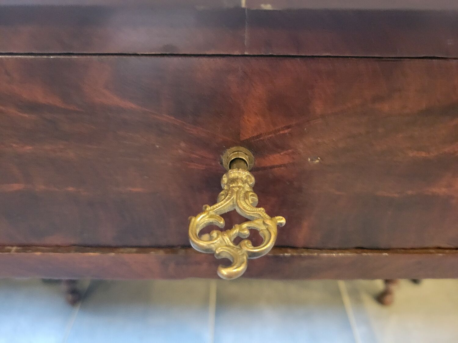 Side table with drawer and leather top