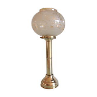 Spring candle holder art deco in brass and glass globe by DHR / vintagge years 30-40