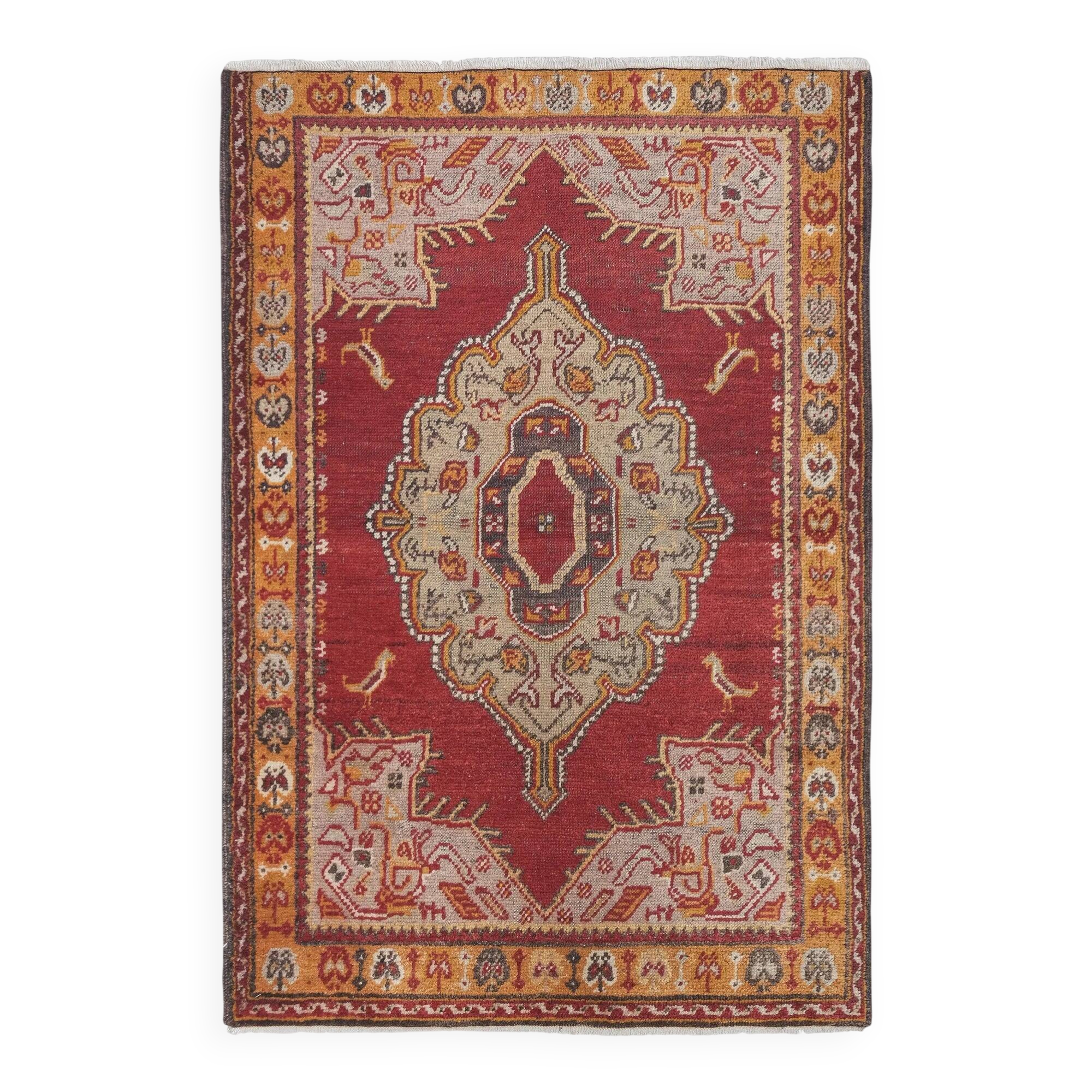 Vintage Turkish rug handmade 92x133 cm