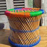 Bamboo stool and ethnic and bohemian rope