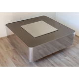 Vintage coffee bar table in steel and wood circa 1970