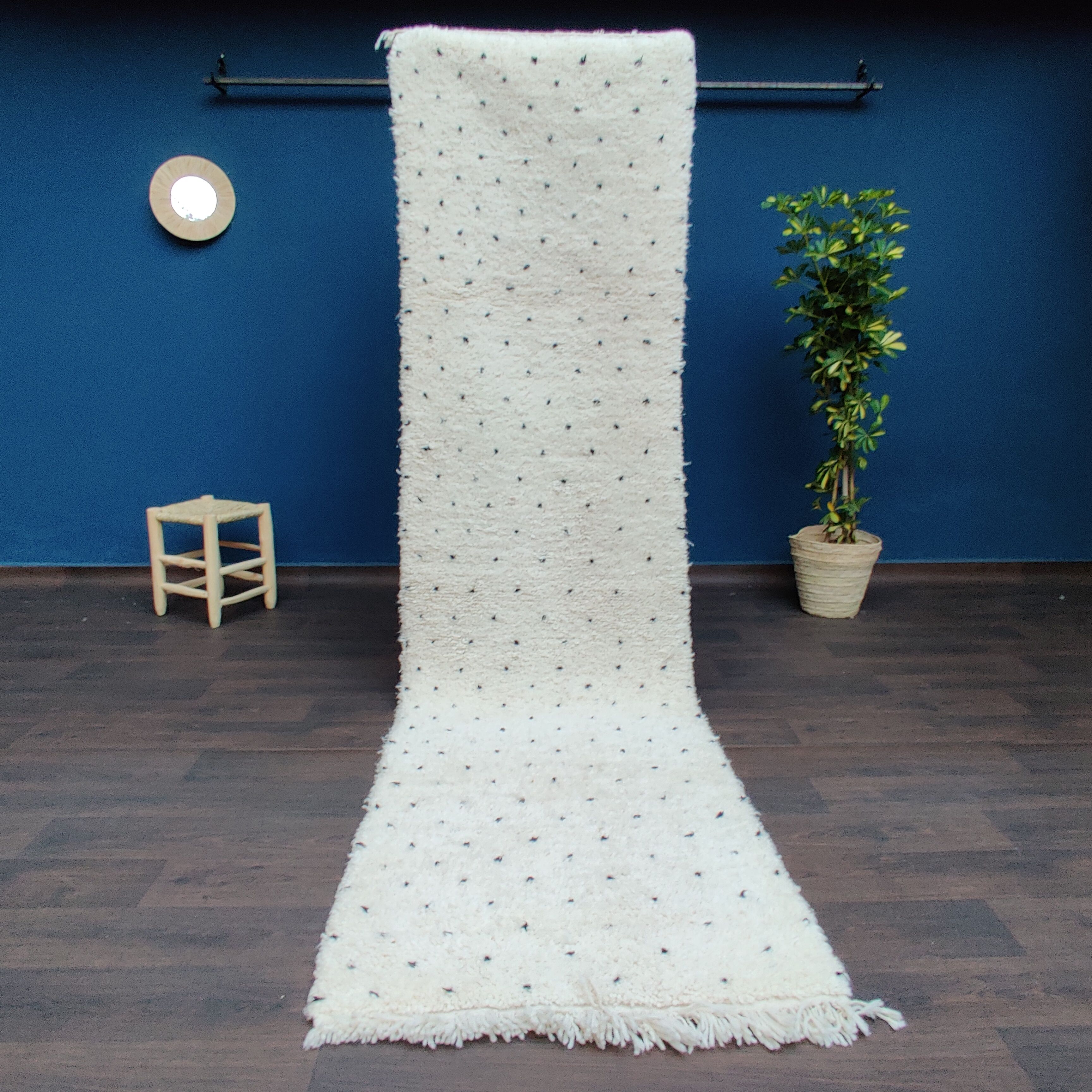Berber carpet moroccan corridor in black peas 80x300 cm