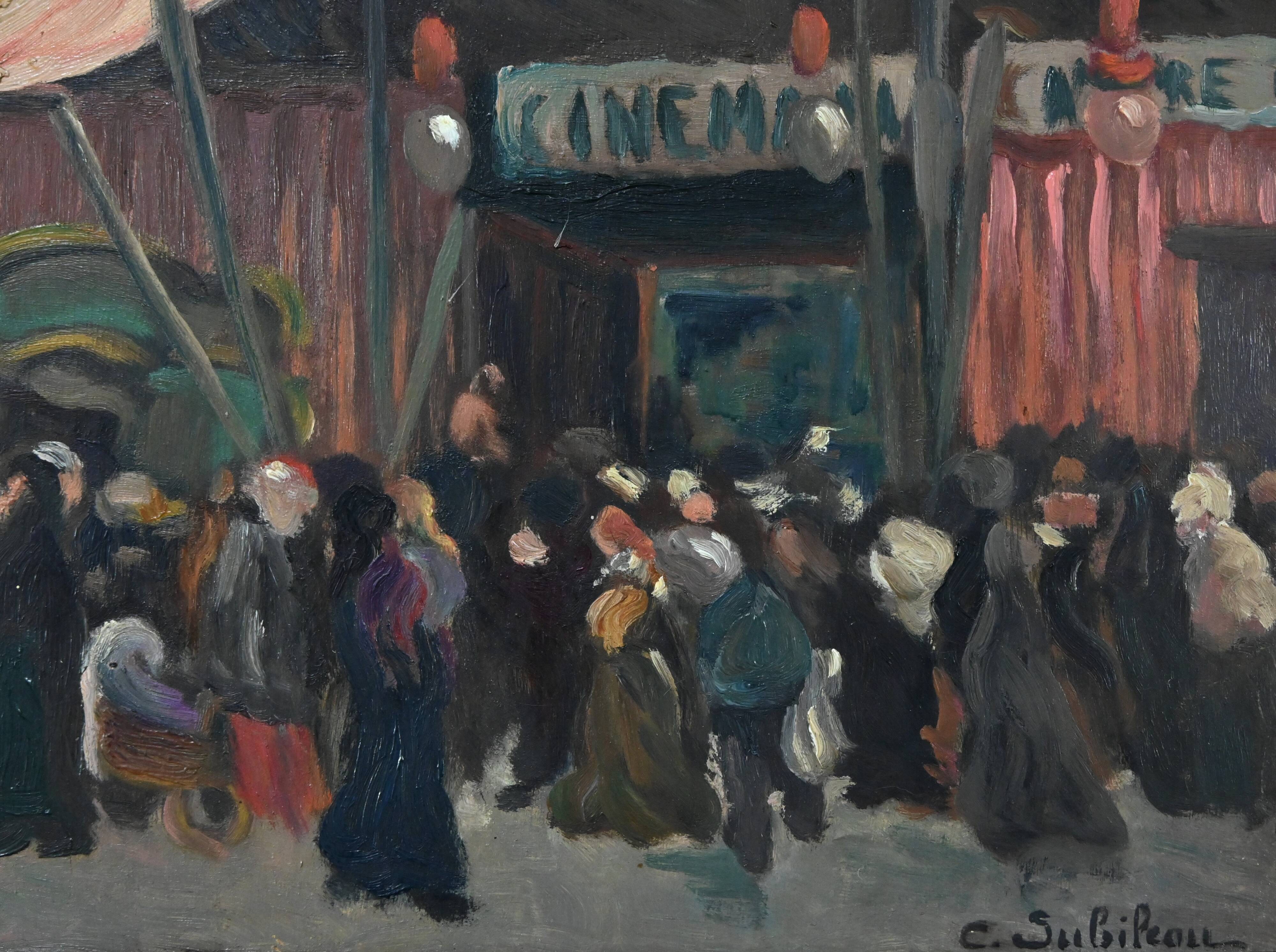 Painting “Street Scene” by C. Subileau – Early 20th century