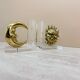 Vintage bookends sun and moon lucite and brass, 1970s