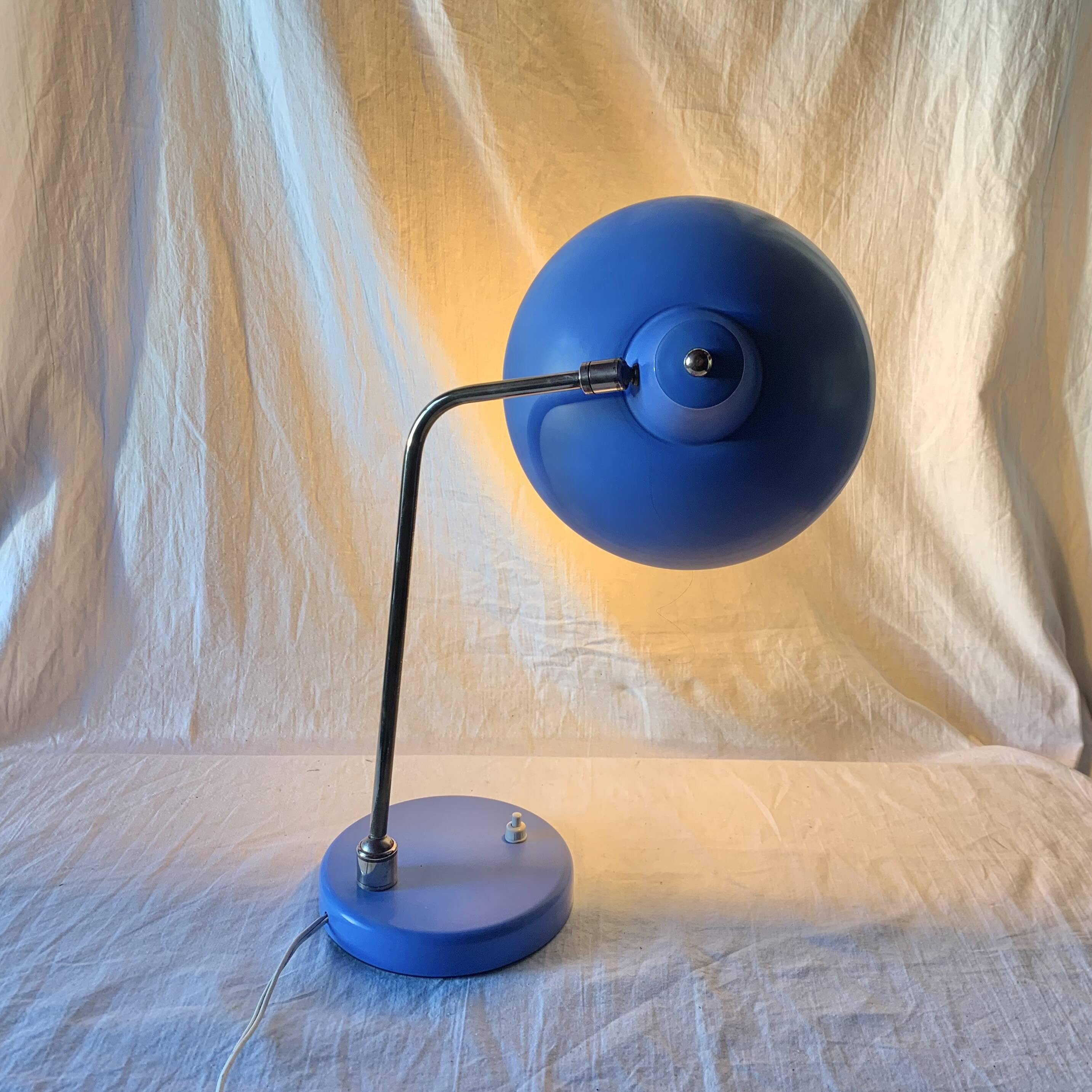 Lampe en métal bleu, 1960