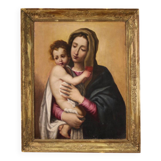 Antique painting Madonna with Child from the 17th century