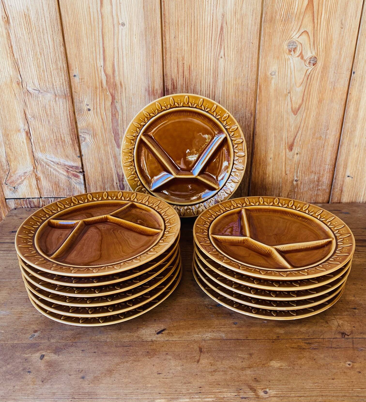 12 vintage fondue plates Sarreguemines France