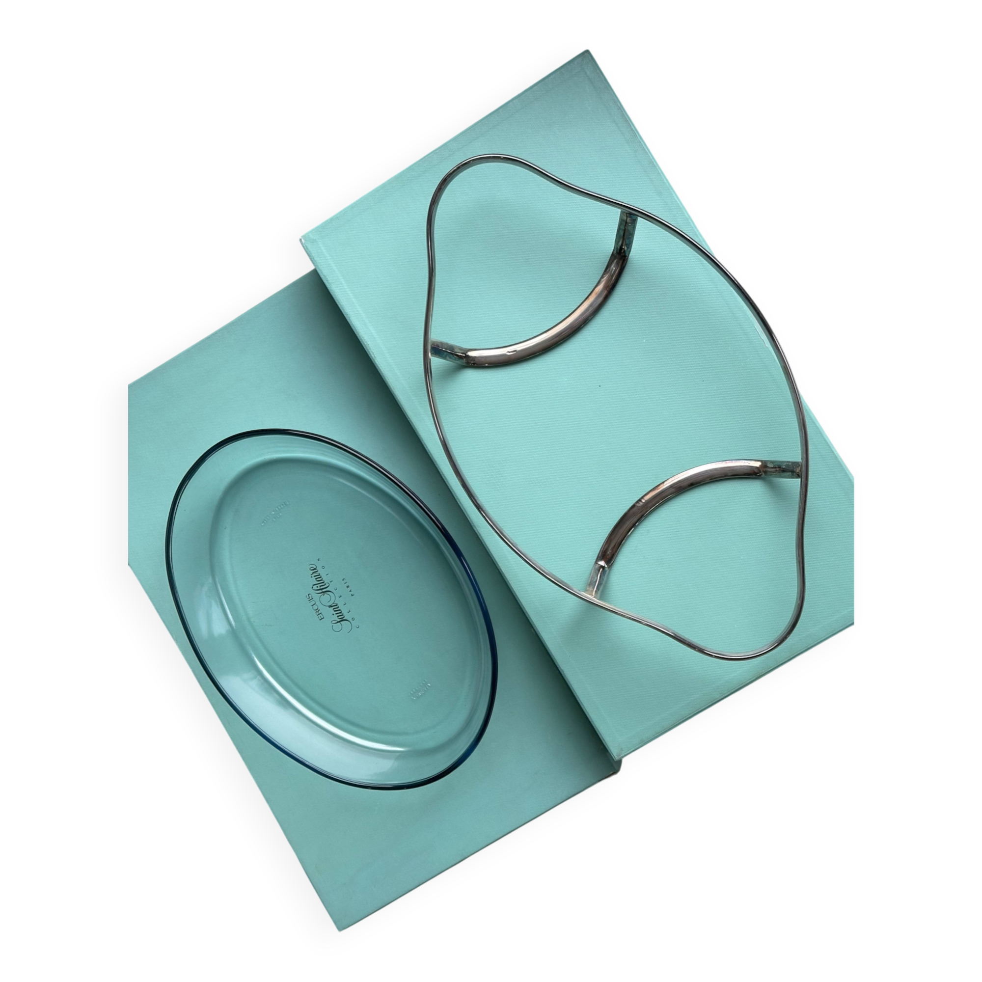 Plate + Presentation tray Saint-Hilaire Ercuis – glass and silver-plated metal