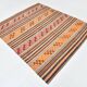 5x6 Vintage Red & Orange Striped Kilim Rug, 163x193Cm