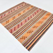 5x6 Vintage Red & Orange Striped Kilim Rug, 163x193Cm