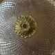 Antique ceiling light in bronze and cut crystal with diamond points.