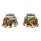 Pair of hand-painted ceramic pendant lights, 1980