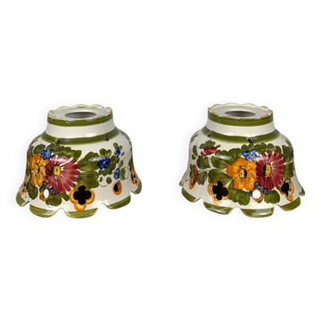 Pair of hand-painted ceramic pendant lights, 1980