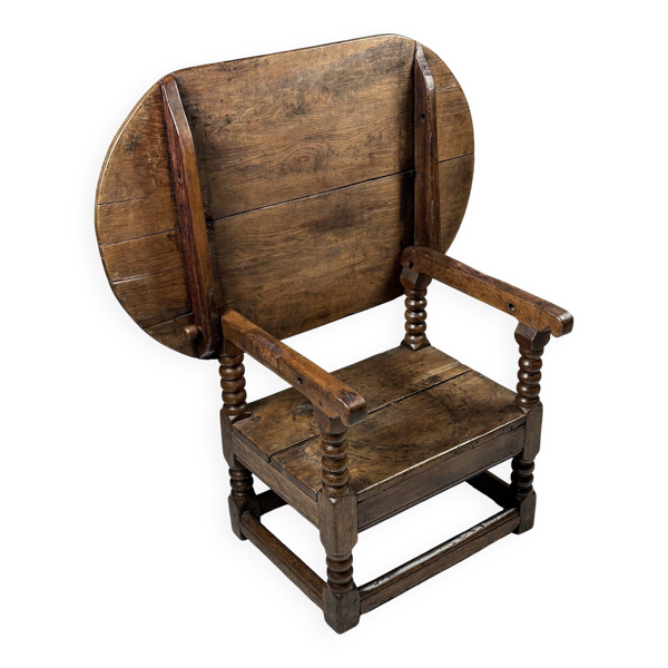 Chaise de moine anglaise, table en chêne, XVIIIe siècle — Beyit