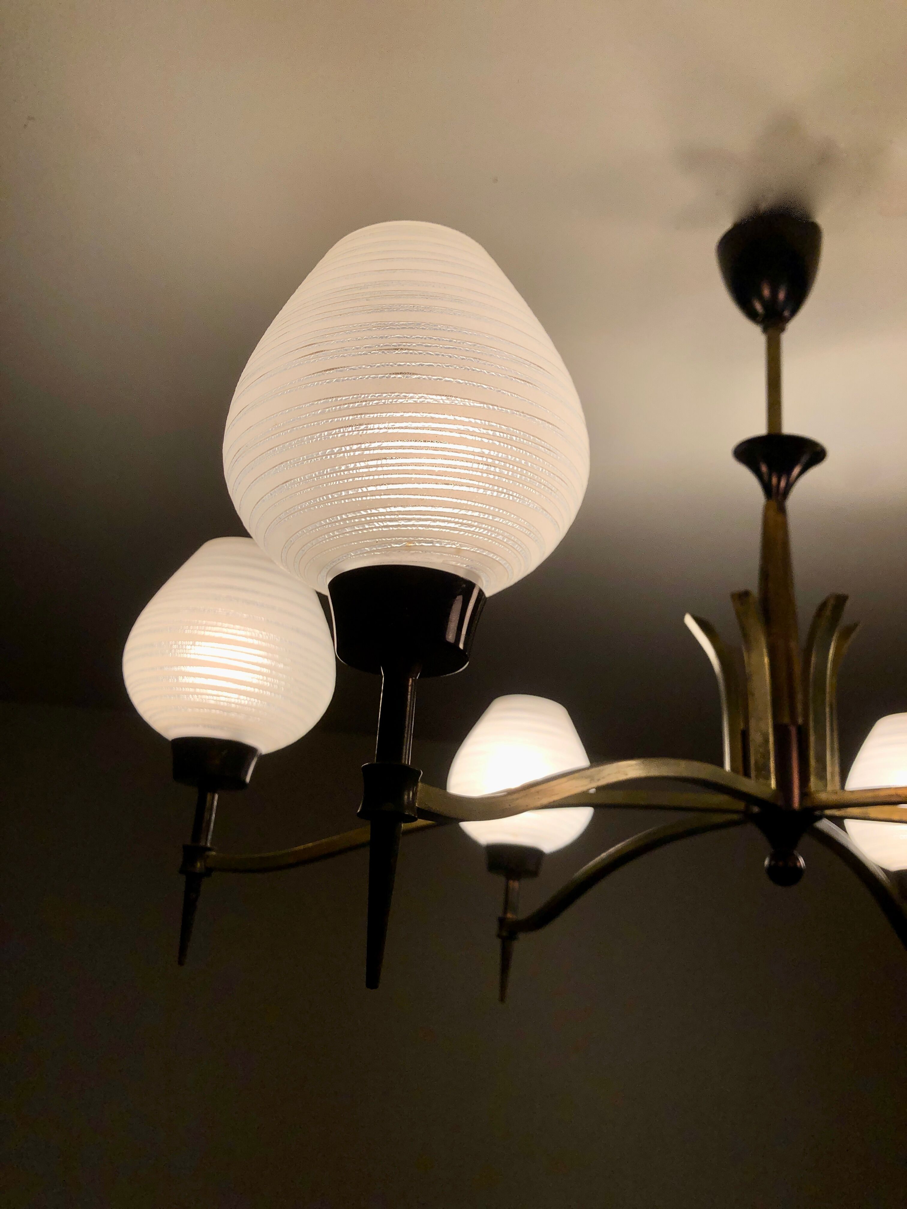 Modernist chandelier with 6 torches 1950