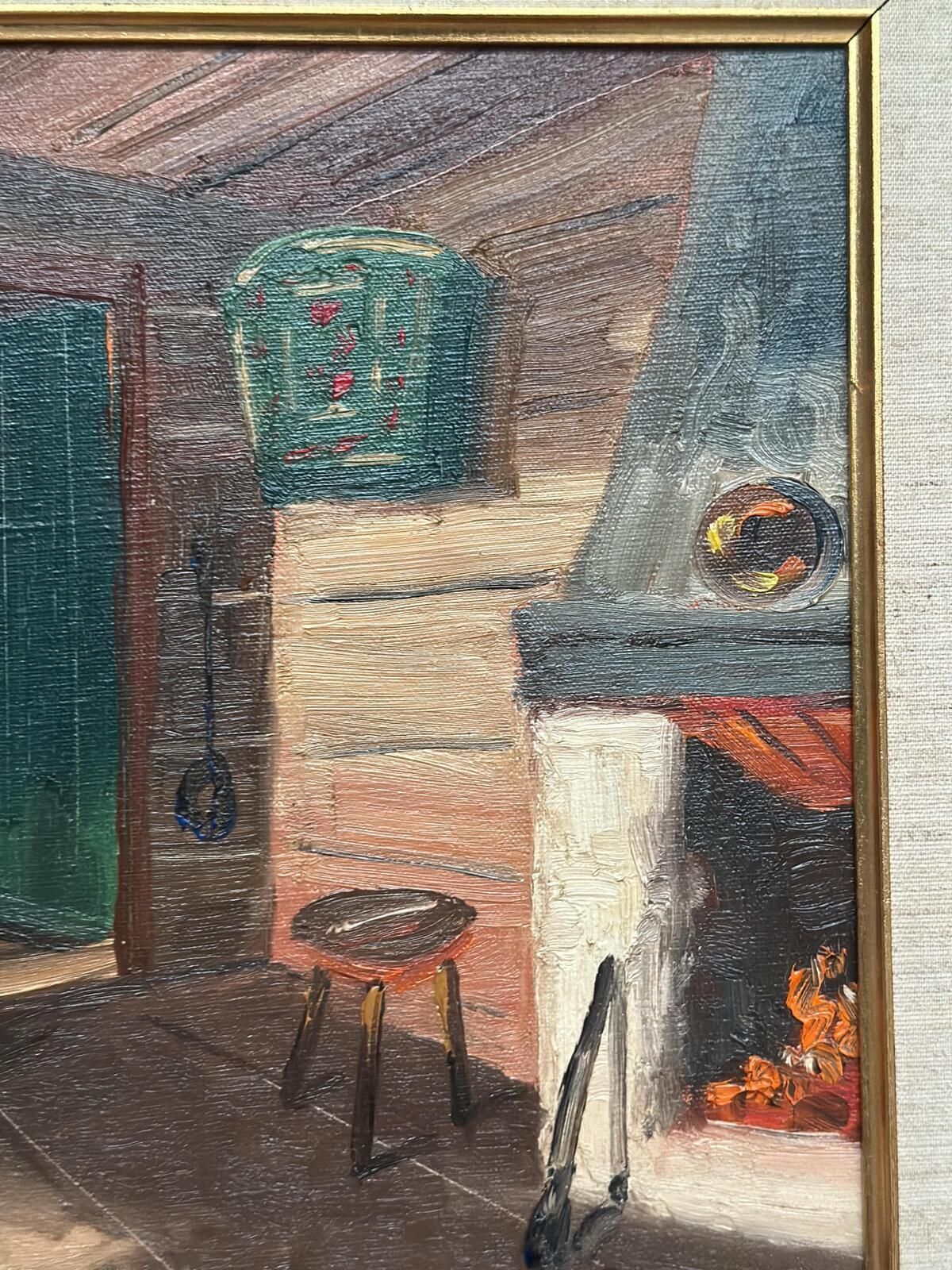 Original Swedish Oil on Canvas – “Interior” by Fritz Jacobson – Signed