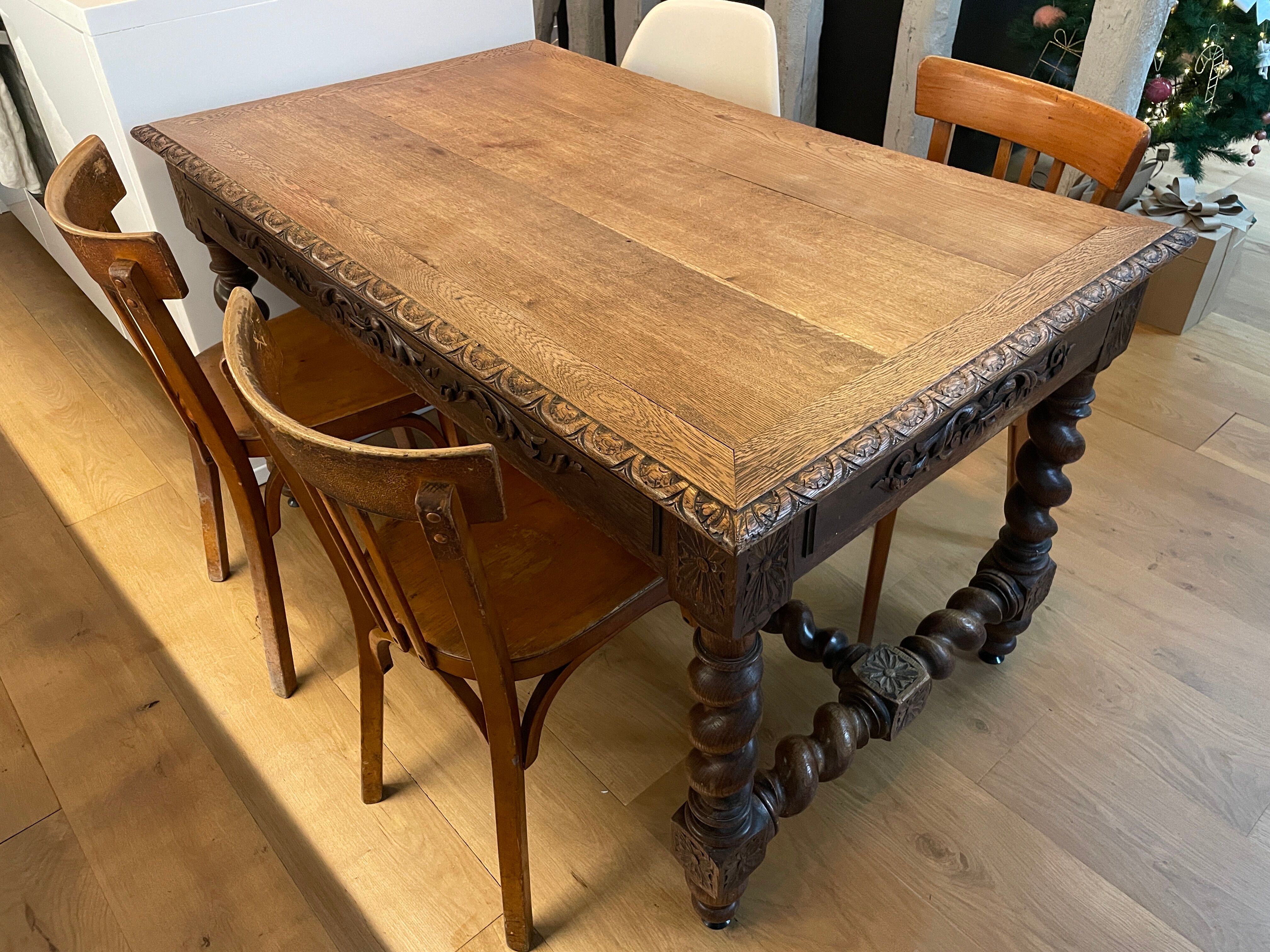 Antique solid oak dining table