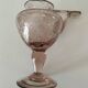 Biot candle holder vase in powder pink blown bubble glass.