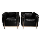 Two ‚LC2‘ Armchairs by Le Corbusier, P. Jeanneret, C. Perriand for Cassina