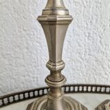 Paire de bougeoirs style néo classique en métal argenté