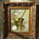 Still life with garlic, egg, and mortar signed Sarpe, 1979, oil on canvas.