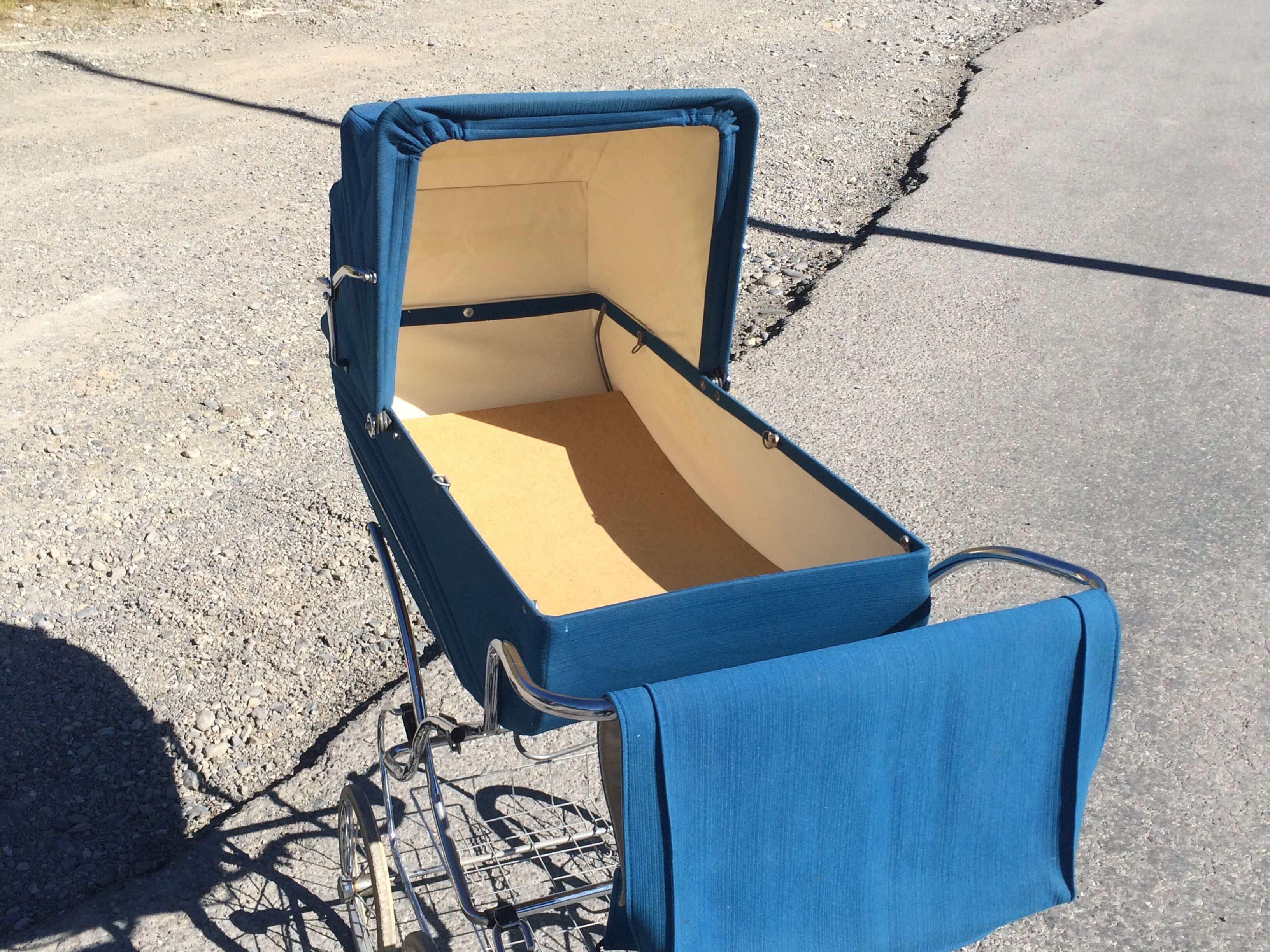 Vintage Landau Aubert duck blue velvet - 70s