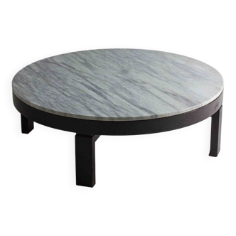 Sleek mid-century round marble coffee table, 1960s