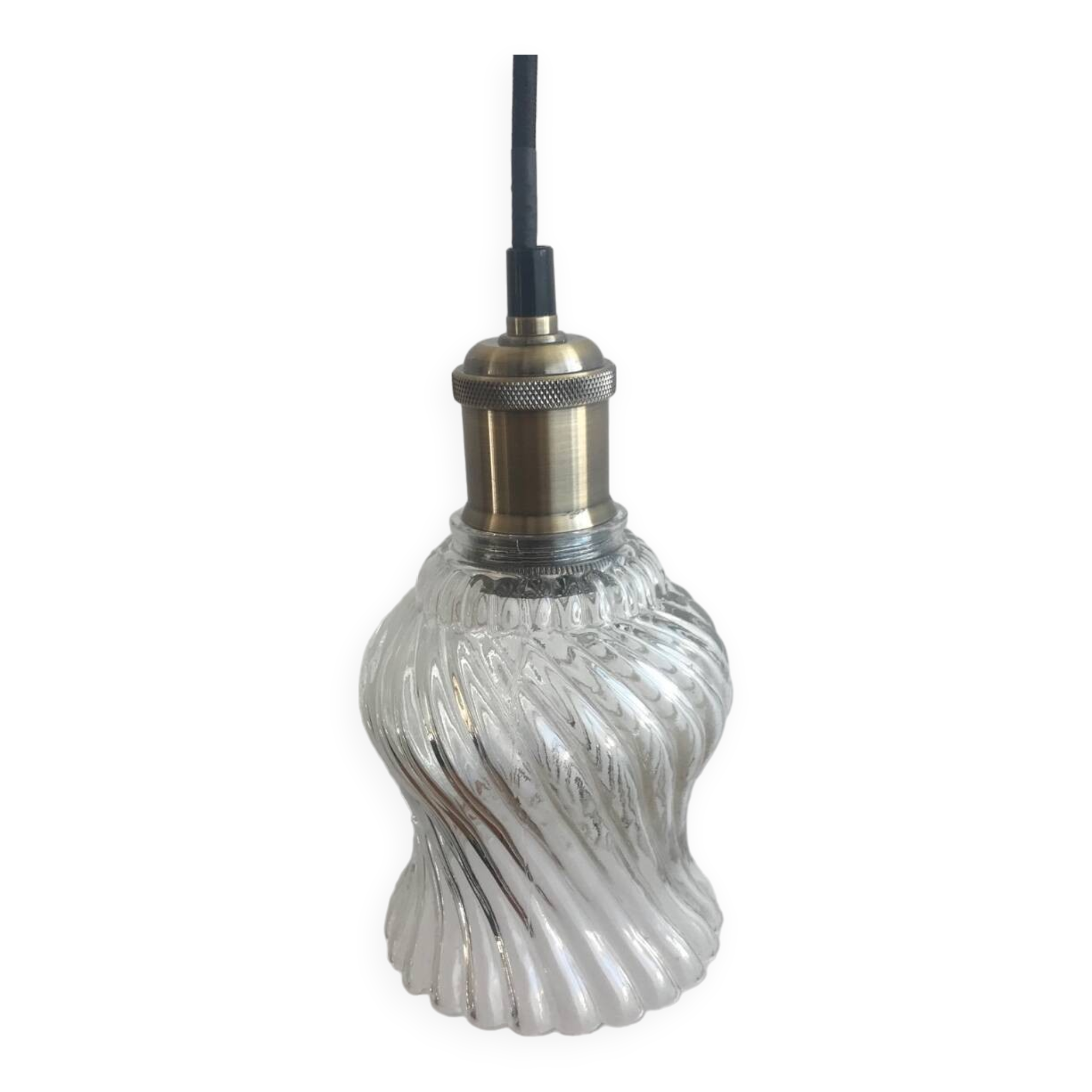 Pendant Light With Vintage Twisted Glass Globe Electrical System New