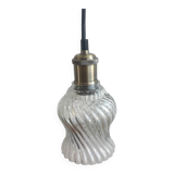 Pendant Light With Vintage Twisted Glass Globe Electrical System New