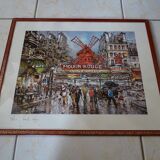 Lithograph Paris Moulin Rouge framed old