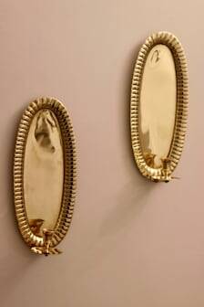 Vintage Swedish Oval Brass Wall Sconces