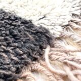 Ancient Berber rug in ecru and black violet, 100% pure virgin wool.