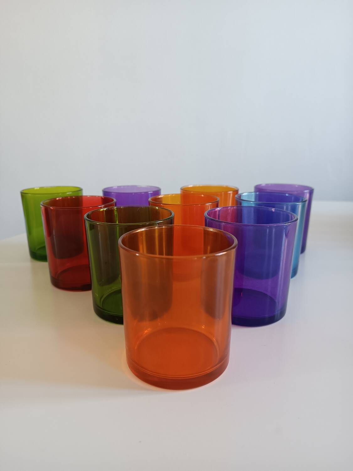 Set of 10 multi-colored water glasses Italy 1980