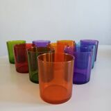 Set of 10 multi-colored water glasses Italy 1980