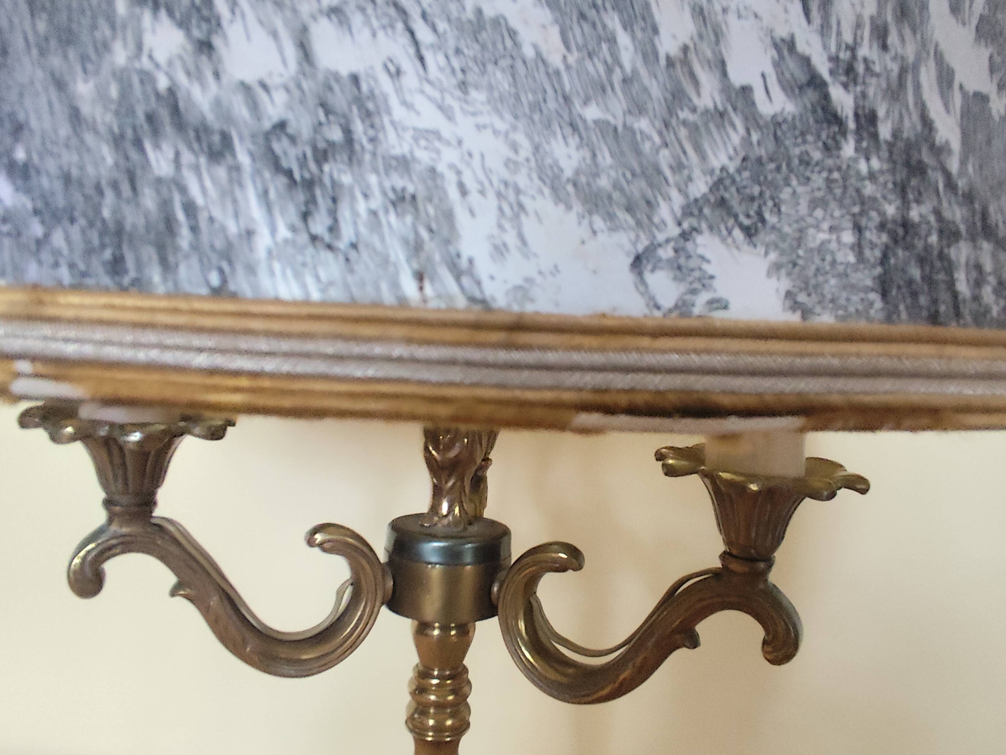 brass three-light bouillotte lamp, desk lamp